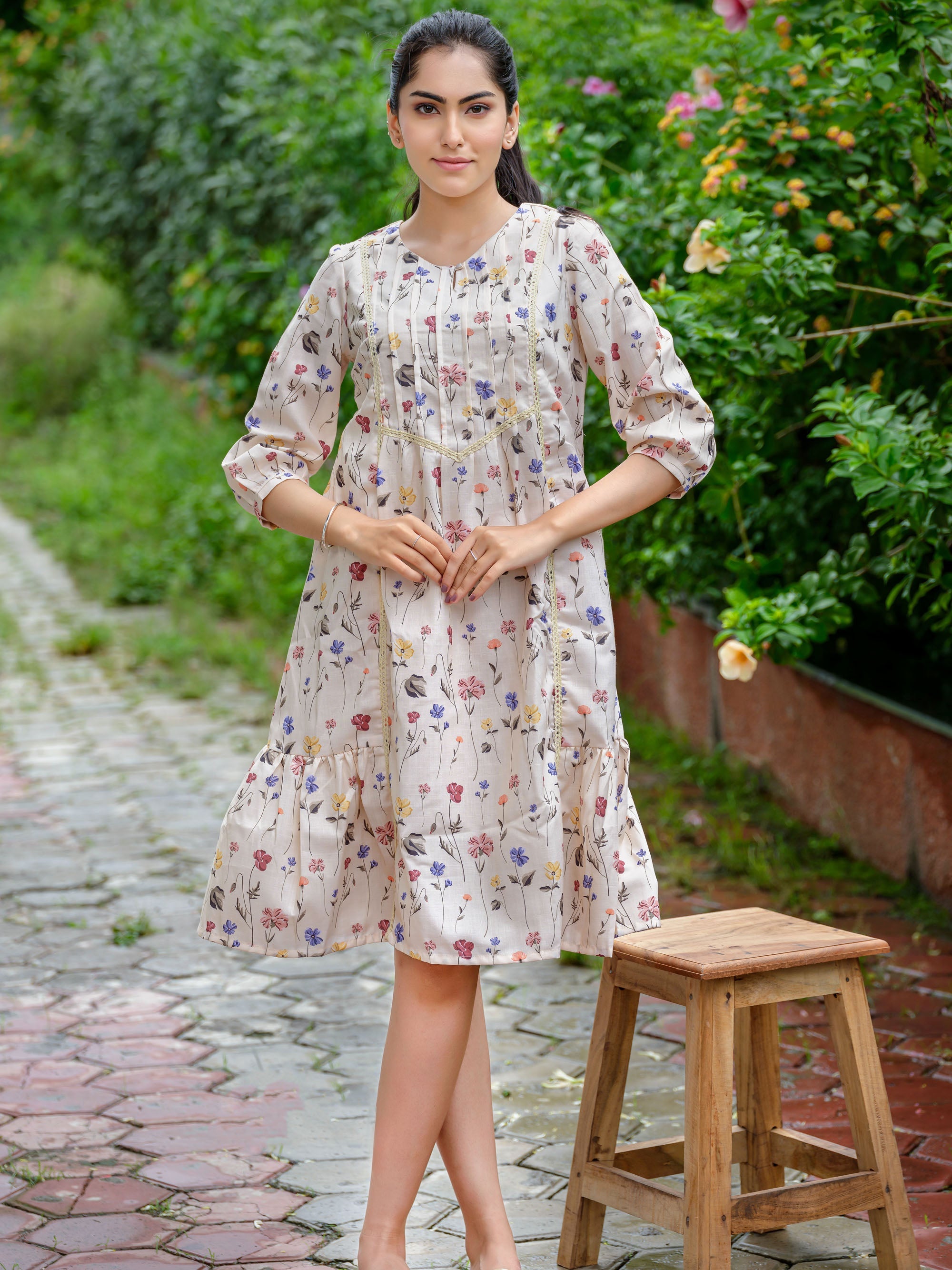Floral Embroidered Dress - Temu